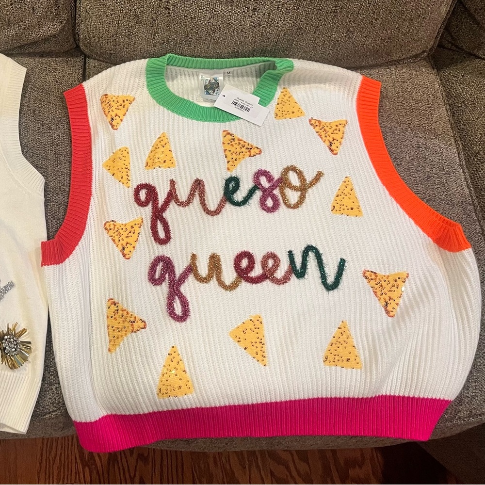 NWT Queen of Sparkles Queso Queen vest! This is FABULOUS!!!! Size M QOS sequins